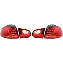 2010-2014 Volkswagen GTI Led Clear Tail Lamp, Assy., Set, Chrome/red Lens.