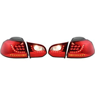 2010-2014 Volkswagen GTI Led Clear Tail Lamp, Assy., Set, Chrome/red Lens.