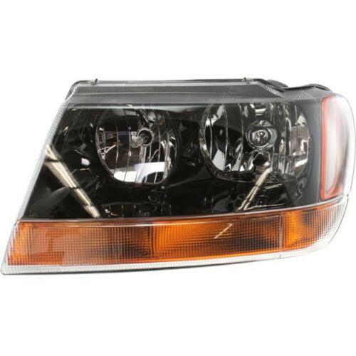 1999-2004 Jeep Grand Cherokee Head Light LH, Assembly, Black Interior.