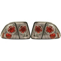 2001-2005 Honda Civic Clear Tail Lamp, Inner & Outer, Gun Metal, Sedan.