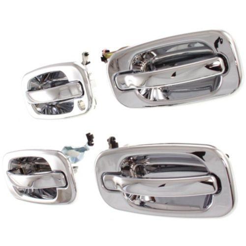 2007-2014 Chevy Silverado Front Door Handle Set, Outside, All Chrome, 4-dr Set.