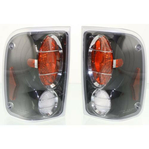 2001-2005 Ford Ranger Clear Tail Lamp, Black, Set Of 2.