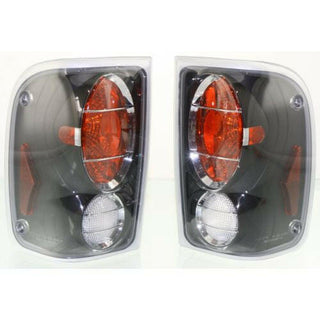 2001-2005 Ford Ranger Clear Tail Lamp, Black, Set Of 2.