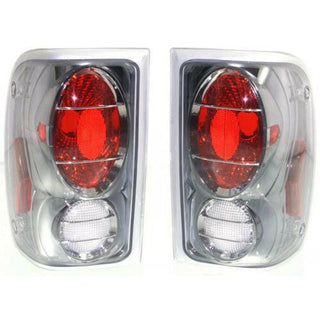 2001-2005 Ford Ranger Clear Tail Lamp, Gun Metal Black, Set Of 2.