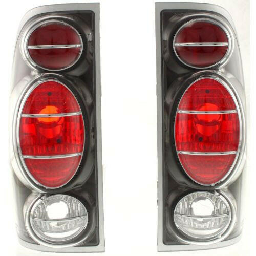 1997-2003 Ford F-150 Pickup Clear Tail Lamp, Helmet Design, Black, Styleside.
