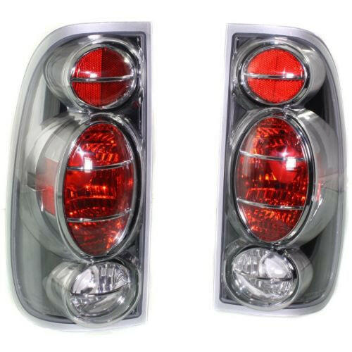 1997-2003 F-150 Pickup Clear Tail Lamp, Helmet Design, Gun Metal Black, side.