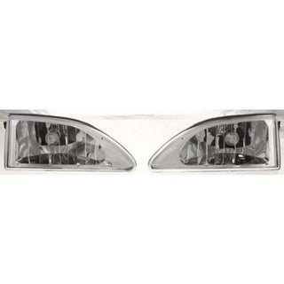 1994-1998 Ford Mustang Clear Head Light, w/Bulb, Diamond Design, Chrome - Classic 2 Current Fabrication