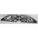 1994-1998 Ford Mustang Clear Head Light, Diamond Design, Black, Cobra.