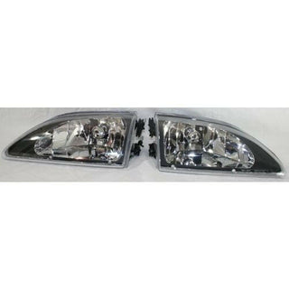 1994-1998 Ford Mustang Clear Head Light, Diamond Design, Black, Cobra.