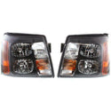 2002 Cadillac Escalade Clear Head Light, Assembly, Halogen, Black.