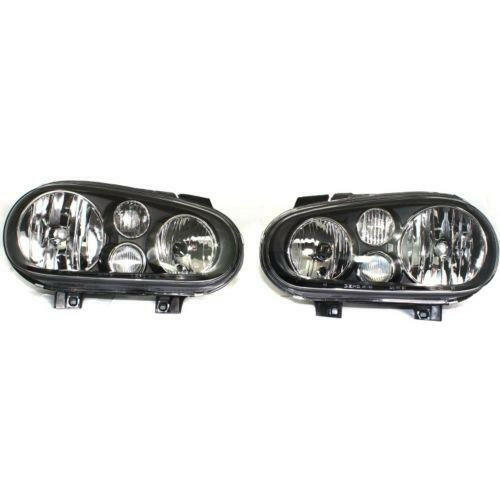 1999-2005 Volkswagen Golf Clear Head Light, Black, w/Fog Lamp, Set Of 2.