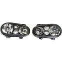 1999-2005 Volkswagen Golf Clear Head Light, Black, w/Fog Lamp, Set Of 2.