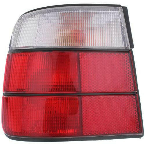 1989-1995 BMW 5 Tail Lamp LH, Outer, Assembly, Clear & Red Lens, Sedan.