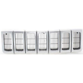 1996-1998 Jeep Grand Cherokee Grille, Chrome Shell/Silver Gray Insert - Classic 2 Current Fabrication