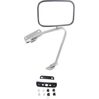 1987-1991 Ford F-250 Pickup Mirror RH, Flat Glass, Stainless, Manual Folding.