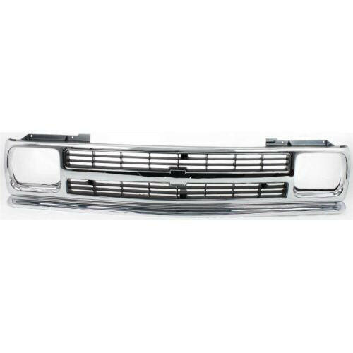 1991-1994 Chevy S-10 Blazer Grille, Chrome Shell/Gray.