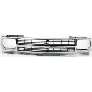 1991-1994 Chevy S-10 Blazer Grille, Chrome Shell/Gray.