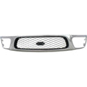 1997-1998 Ford F-250 Grille, Mesh, Chrome Shell/Silver.