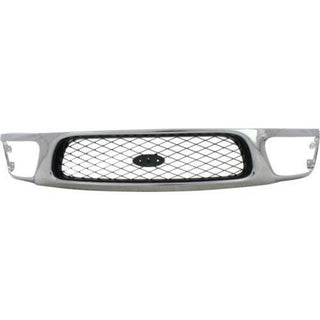 1997-1998 Ford F-250 Grille, Mesh, Chrome Shell/Silver.