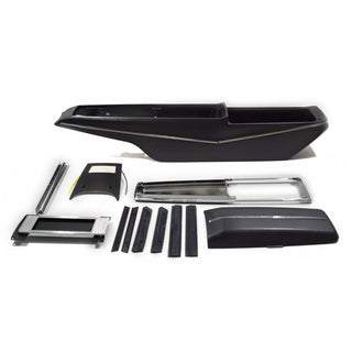 1968-1969 CHEVY EL CAMINO CENTER CONSOLE KIT -INCL. CONSOLE BASE, RR. LIGHT PANEL, CONSOLE DOOR & HINGE, TOP PLATE, ALSO INCL. SEALING STRIP KIT & SHIFTER DIAL PLATE.