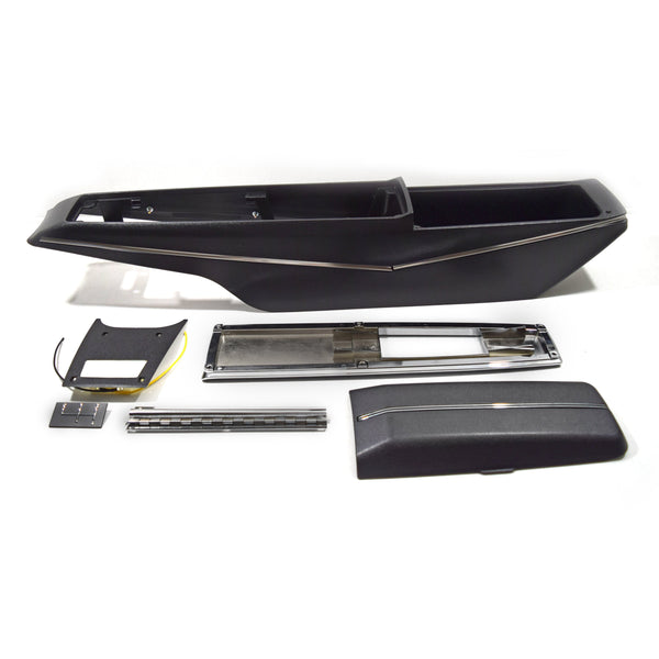 1968-1969 Chevy Chevelle Center Console Kit Incl. Console Base, Rr. Light Panel, Console Door & Hinge, Top Plate & Emblem.