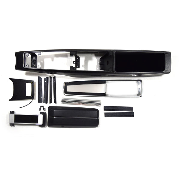 1970-1972 Chevy Chevelle Center Console Kit Incl. Console Base, Rr. Light Panel, Console Door/Hinge/Catch, Top Plate, Also Incl. Sealing Strip Kit & Shifter Dial Plate.
