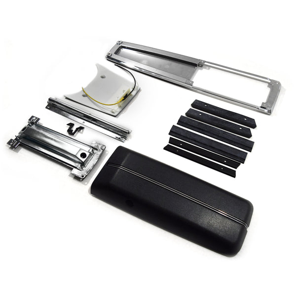 1970-1972 Chevy Chevelle Center Console Kit Incl. Console Base, Rr. Light Panel, Console Door/Hinge/Catch, Top Plate, Also Incl. Sealing Strip Kit & Shifter Dial Plate.