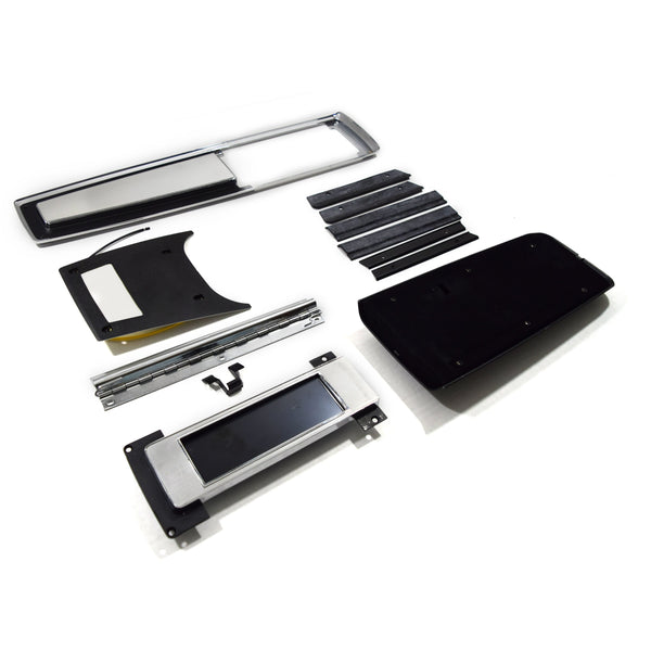 1970-1972 Chevy Chevelle Center Console Kit Incl. Console Base, Rr. Light Panel, Console Door/Hinge/Catch, Top Plate, Also Incl. Sealing Strip Kit & Shifter Dial Plate.