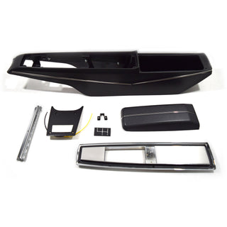 1970-1972 CHEVY CHEVELLE CENTER CONSOLE KIT -INCL. CONSOLE BASE, RR. LIGHT PANEL, CONSOLE DOOR/HINGE/CATCH,TOP PLATE & EMBLEM - Classic 2 Current Fabrication