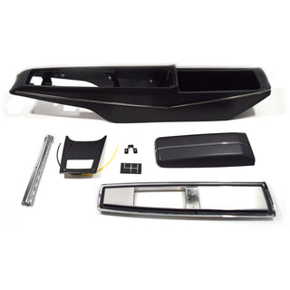 1970-1972 CHEVY EL CAMINO CENTER CONSOLE KIT -INCL. CONSOLE BASE, RR. LIGHT PANEL, CONSOLE DOOR/HINGE/CATCH,TOP PLATE & EMBLEM - Classic 2 Current Fabrication