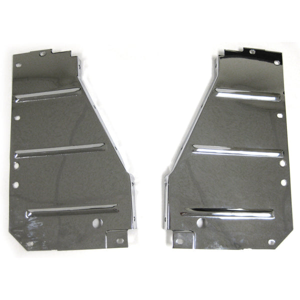 1956 Chevy One-Fifty Series Radiator Support Side Filler Panel Chrome Pair.