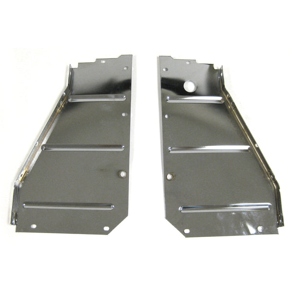 1957 Chevy Two-Ten Series Radiator Support Side Filler Panel Chrome Pair.