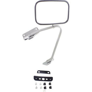 1987-1991 Ford F-150 Pickup Mirror RH, Flat Glass, Stainless, Manual Folding.