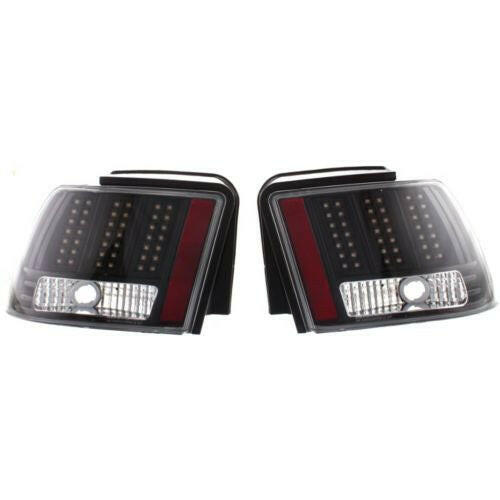 1999-2004 Ford Mustang Clear Tail Lamp, Lens And Housing, Led, Black.