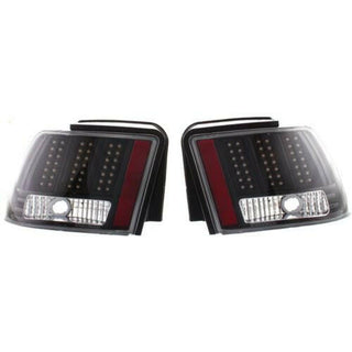 1999-2004 Ford Mustang Clear Tail Lamp, Lens And Housing, Led, Black.