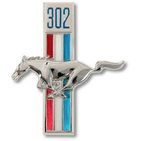 1968 Ford Mustang DRIVER SIDE FENDER EMBLEM, -302- RUNNING HORSE.