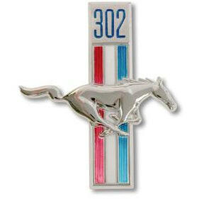 1968 Ford Mustang PASSENGER SIDE FENDER EMBLEM, -302- RUNNING HORSE.