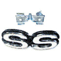1973-1974 Chevy Nova GRILLE EMBLEM, 'SS', WITH RETAINER AND HARDWARE.
