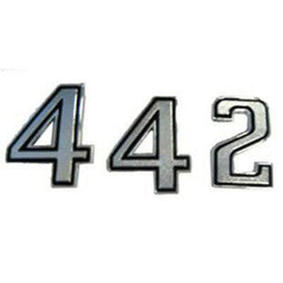 1969-1972 Oldsmobile F-85 EMBLEM SET, FRONT FENDER, USE 2 SETS PER CAR.