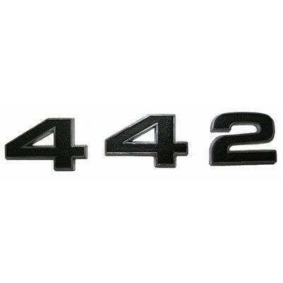 1971 Oldsmobile Cutlass 442 Grille Numerals, '442', BLACK.