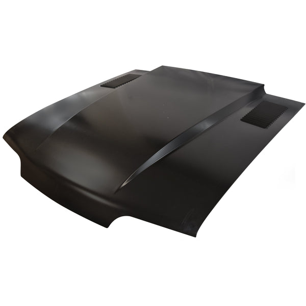 1987-1993 Ford Mustang STEEL EXTENDED COWL HOOD W/VENT LOUVERS.