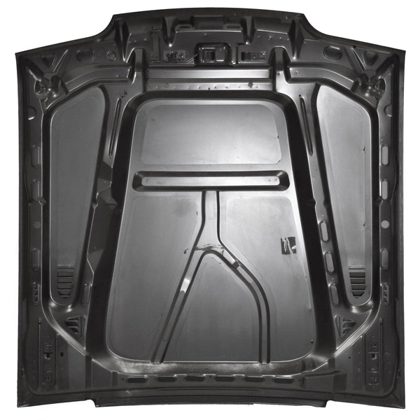 1987-1993 Ford Mustang STEEL EXTENDED COWL HOOD W/VENT LOUVERS.