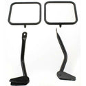 1976-1986 Jeep CJ Series Mirror RH=lh, Mirror Kit, Black.