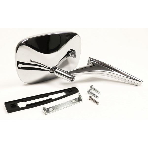 1968-1969 Chevy Camaro Door Mirror, w/Ribbed Base & Mounting Kit - LH.