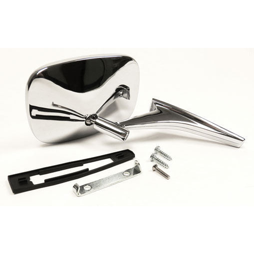 1968-1969 Chevy Camaro Door Mirror, w/Ribbed Base & Mounting Kit - LH.