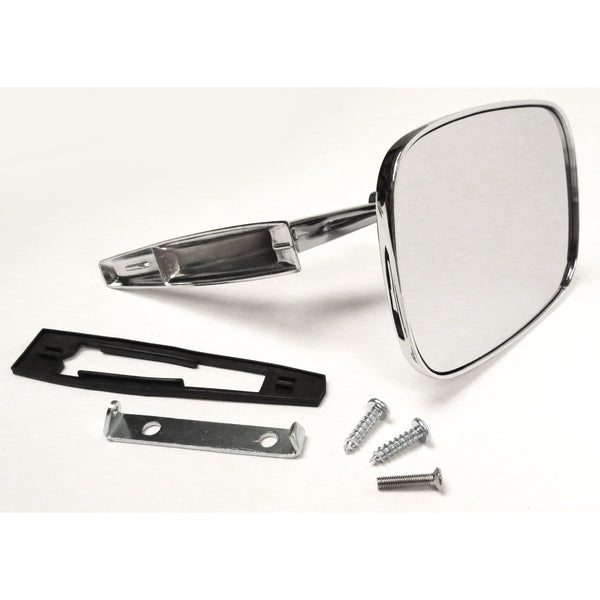 1969-1970 Chevy Impala Door Mirror, w/Ribbed Base & Mounting Kit - RH.