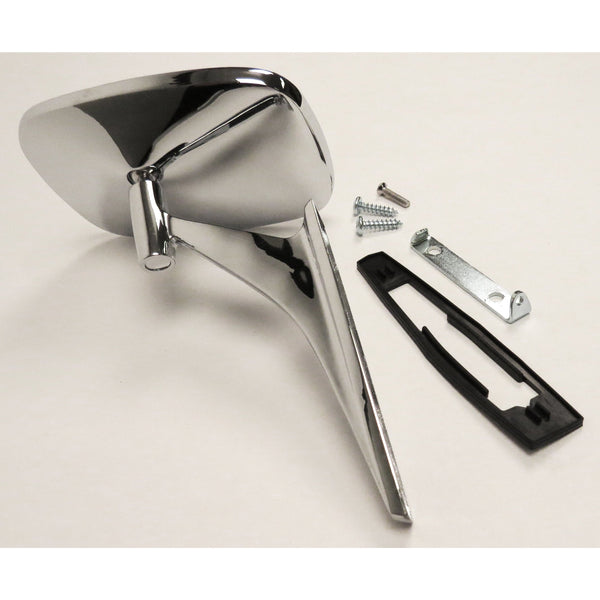 1969 Chevy Chevelle Door Mirror, W/Ribbed Base & Mounting Kit - RH.