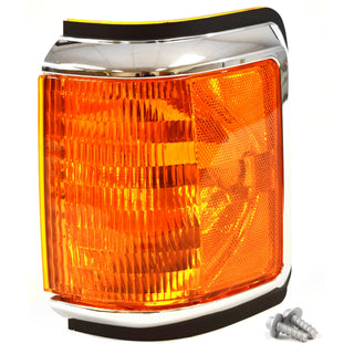 1987-1991 Ford Pickup Bronco Front Parking Lamp W/Black & Chrome Trim LH.