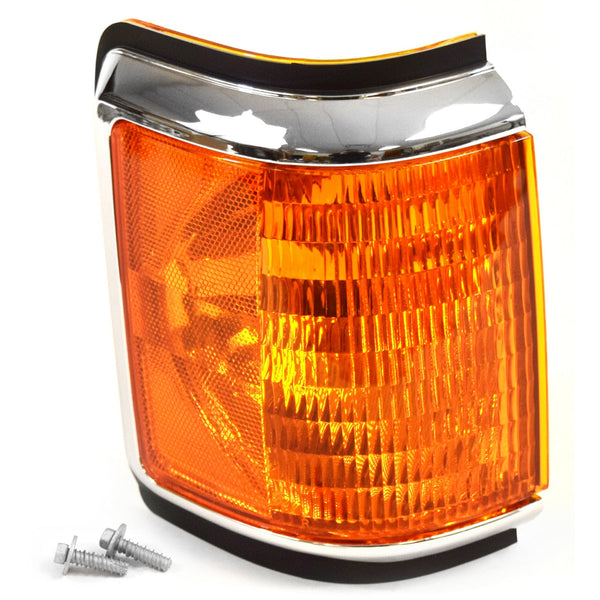 1987-1991 Ford Pickup Bronco Front Parking Lamp W/Black & Chrome Trim RH.