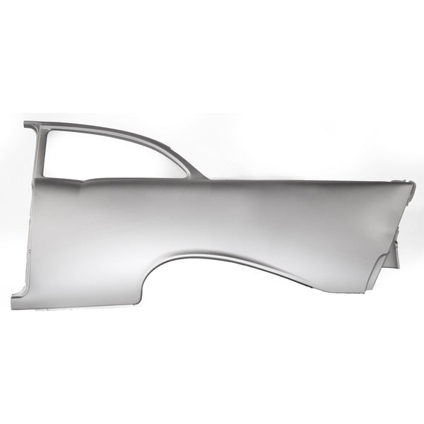 1957 Chevy 2 Door Sedan Quarter Panel Assembly w/Window Frame Skin No Trim Holes LH.